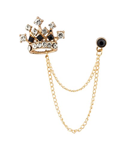 Knighthood Herren-Anstecknadel mit Kette, Kristall, Retro-Stil, goldfarben von Knighthood