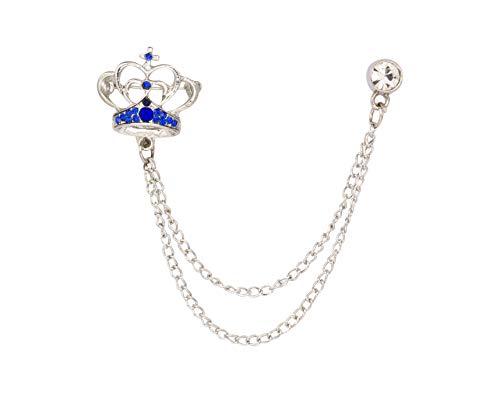 Knighthood Herren Elegante Silberkrone mit blauem Kristall Verzierung Hängekette Metall Revers Pin Brosche Knighthood Herren Elegante Silberkrone mit blauem Kristall Verzierung Hängekette Metall Revers Pin Brosche von Knighthood