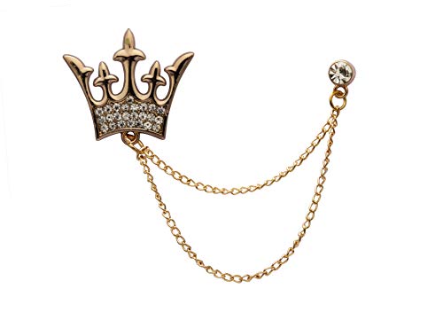 Knighthood Herren Golden Crystal King Crown Kette Brosche Anstecknadel Brosche/Reversnadel/Lapel Pin/Anzug/Sakko von Knighthood
