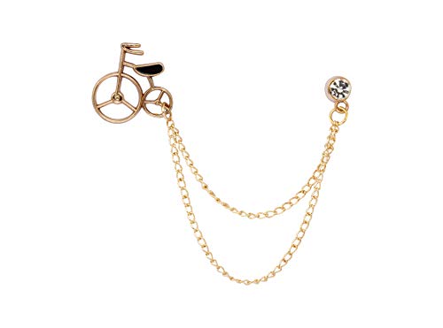 Knighthood Herren Goldenes Fahrrad mit Kristalldetails Hängekette Metall Revers Pin Brosche Reversnadel/Lapel Pin/Anzug/Sakko von Knighthood