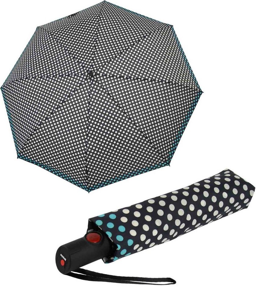 Knirps® Stockregenschirm C.205 Duomatic Auf-Zu-Automatik pingpong blue, stylische Dots mit farbiger Borte von Knirps®