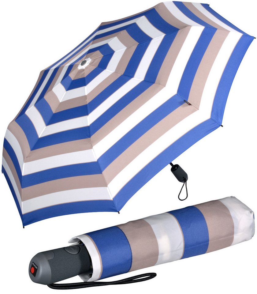 Knirps® Taschenregenschirm E.200 Duomatic mit leichtgängiger Auf-Zu-Automatik, mit buntem Streifen-Muster von Knirps®