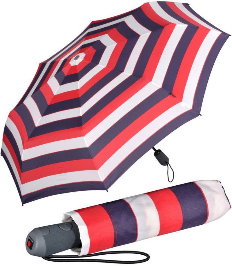 Knirps® Taschenregenschirm E.200 Duomatic mit leichtgängiger Auf-Zu-Automatik, mit buntem Streifen-Muster von Knirps®