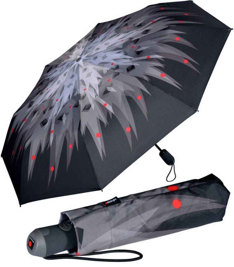 Knirps® Taschenregenschirm E.200 Duomatic mit leichtgängiger Auf-Zu-Automatik, mit schönem, grau-schwarz-rotem Muster von Knirps®