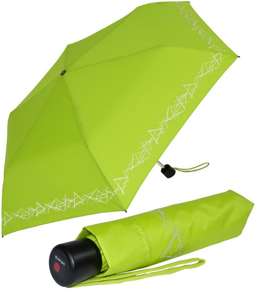 Knirps® Taschenregenschirm Kinderschirm 4Kids reflective mit Reflexborte, Sicherheit auf dem Schulweg, leicht, uni, limette von Knirps®