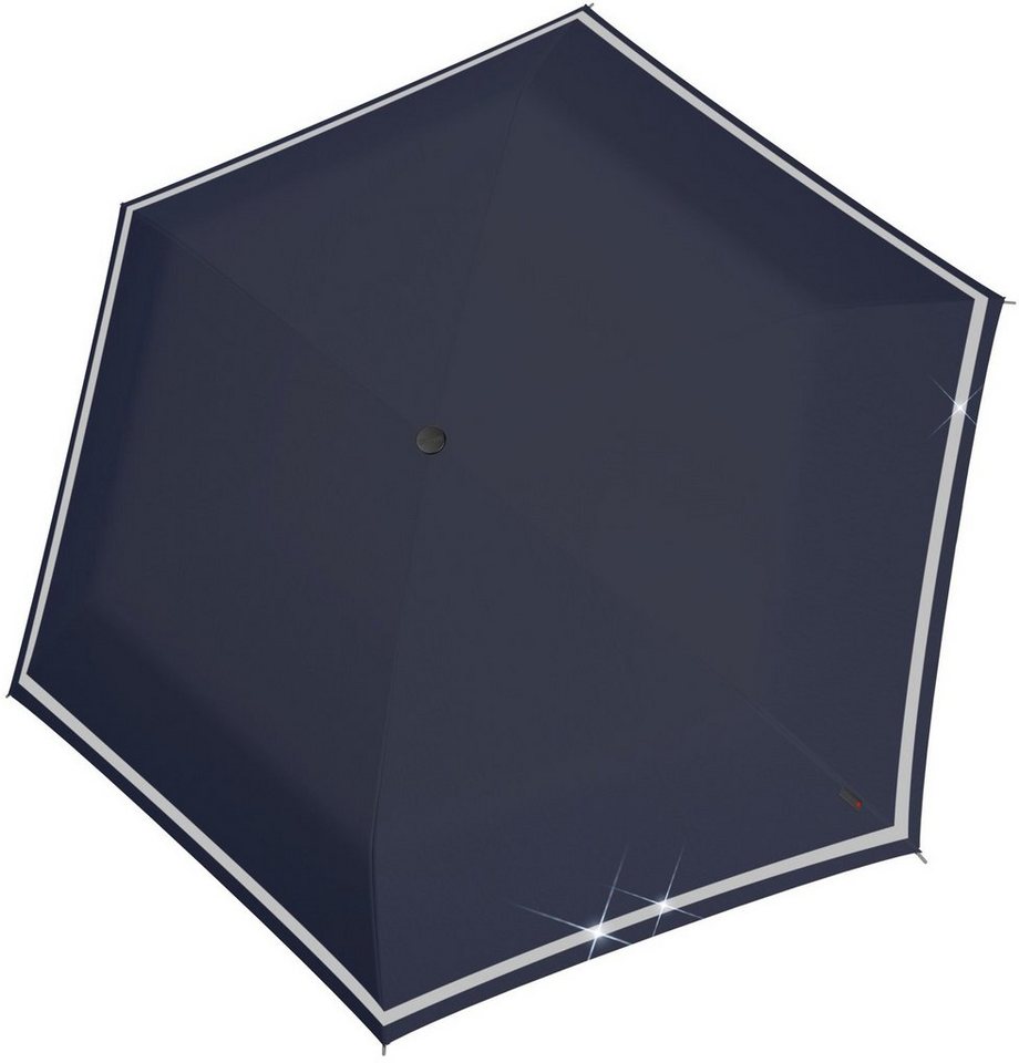 Knirps® Taschenregenschirm Rookie manual, navy reflective, für Kinder, mit umlaufendem, reflektierendem Band von Knirps®