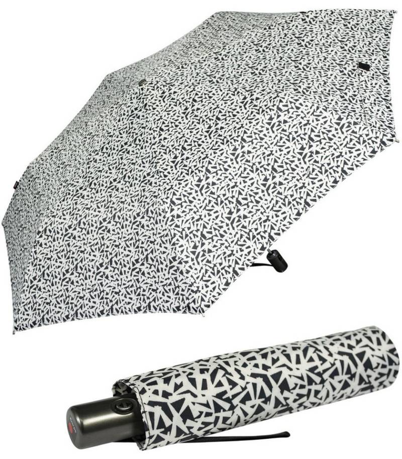Knirps® Taschenregenschirm Slim Duomatic, leicht kompakt mit Auf-Zu-Automatik, schönes Design für Damen - schwarz-creme - key von Knirps®