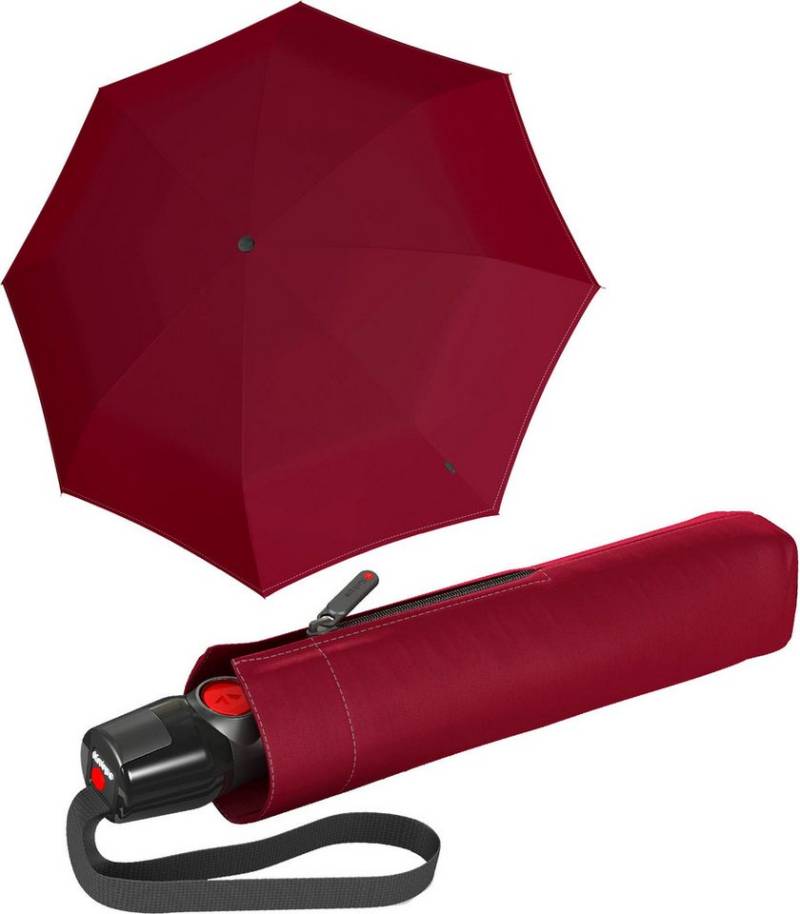 Knirps® Taschenregenschirm T.200 Duomatic mit leichtgängiger Auf-Zu-Automatik, groß, stabil, einfarbig uni - Fire bordeaux rot von Knirps®