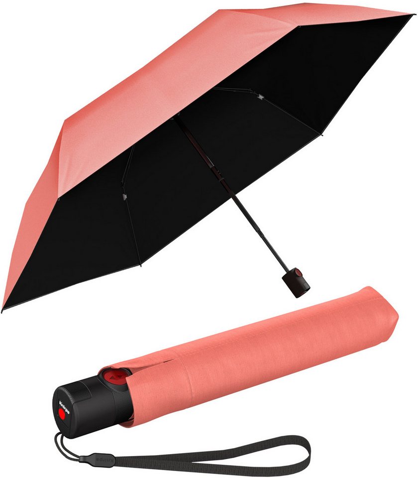 Knirps® Taschenregenschirm U.200 Ultra Light Duomatic - UV coated, mit UV- und Hitzeschutz, schwarz-salmon von Knirps®