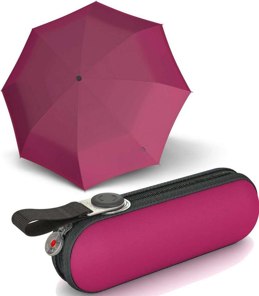 Knirps® Taschenregenschirm kleiner, leichter, kompakter Schirm für Damen, gut geschützt durch das Hard-Case-Etui von Knirps®
