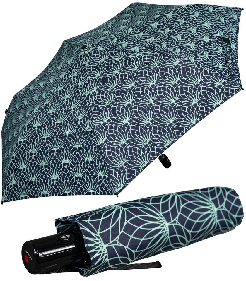 Knirps® Taschenregenschirm leichter, kompakter Schirm mit Auf-Zu-Automatik, mit UV-Schutz - Linien Renature green von Knirps®