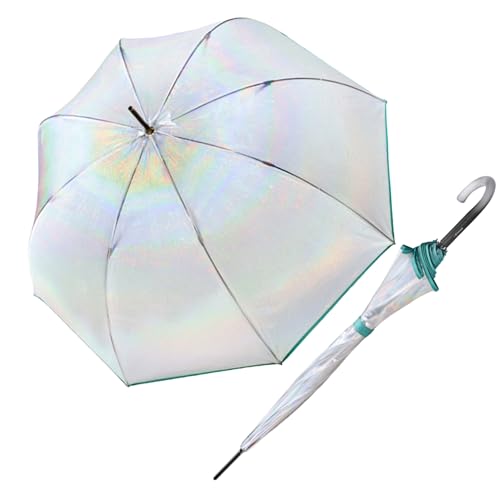 Knirps C.760 Transparent Manual Open Stick Umbrella – Elegant Acrylic Hook Handle – Lightweight Bell-Shaped Umbrella with Clear Canopy & Black Trim – 88cm Diameter Durable Rain Umbrella von Knirps