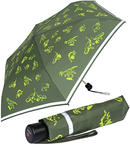 Knirps Kinder-Taschenschirm 4Kids reflective mit Reflexborte - Dinos Fluorescent von Knirps