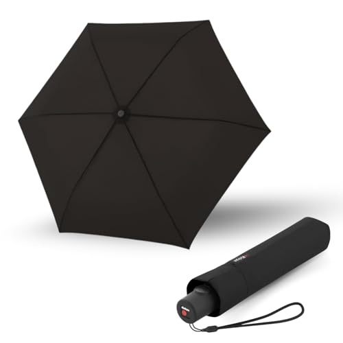 Knirps Regenschirm C.250 Light Duomatic Black mit Schirmtasche I Taschenregenschirm mit Duomatic-Funktion I Auf-Zu-Automatik I Taschenschirm mit Drucktaste I Regenschirm automatisch & leicht von Knirps