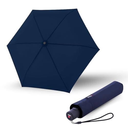 Knirps Regenschirm C.250 Light Duomatic Navy mit Schirmtasche I Taschenregenschirm mit Duomatic-Funktion I Auf-Zu-Automatik I Taschenschirm mit Drucktaste I Regenschirm automatisch & leicht von Knirps
