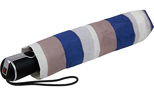 Knirps Regenschirm Damen Taschenschirm Large Duomatic Stripe (Stripe Blue) von Knirps