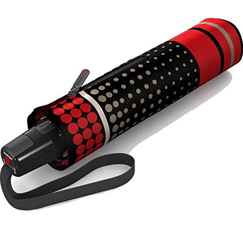 Knirps Regenschirm Fiber T2 Duomatic - Rain Dots Granat von Knirps