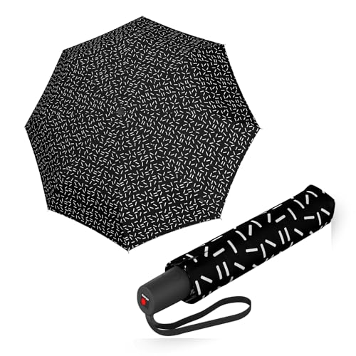 Knirps Regenschirm I.200 Medium Duomatic in 2Dance Black mit Schirmtasche I kleiner Taschenschirm mit Drucktaste I Regenschirm automatisch & kompakt I Taschenregenschirm leicht & sturmfest von Knirps