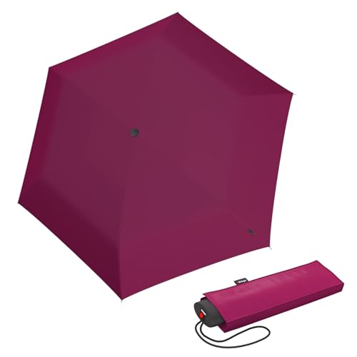 Knirps Regenschirm IS.050 violet mit passender Schirmtasche I kleiner Regenschirm für unterwegs I Handöffner Taschenschirm I Regenschirm sturmfest & leicht I Mini Schirm von Knirps