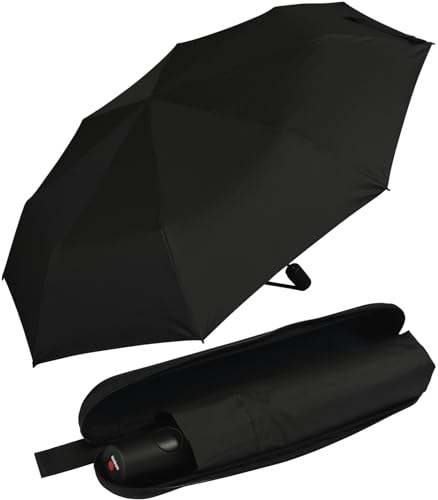 Knirps Regenschirm Taschenschirm mit Auf-Zu-Automatik Travel Duomatic im Case - Black von Knirps