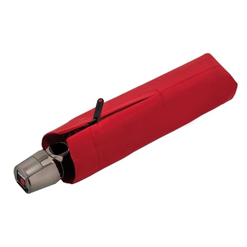 Knirps Taschenschirm T.100 Small Duomatic in Rot mit Schutzhülle I Kleiner Regenschirm mit Duomatic-Funktion I Auf-Zu-Automatik I Taschenregenschirm mit Drucktaste I Regenschirm automatisch von Knirps