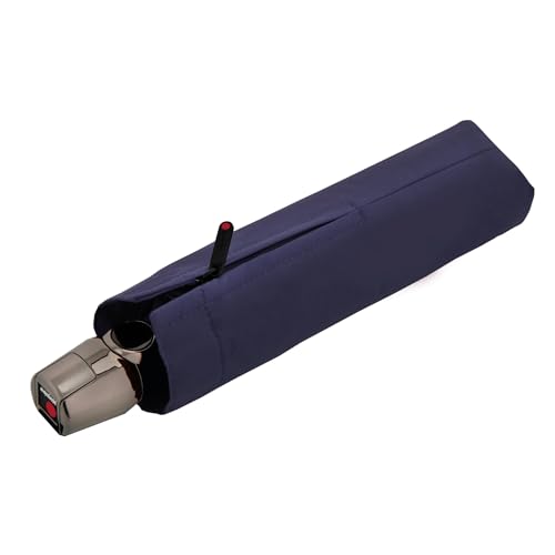 Knirps Taschenschirm T.200 Medium Duomatic in Navy mit Schutzhülle I Regenschirm mit Duomatic-Funktion I Auf-Zu-Automatik I Taschenregenschirm mit Drucktaste I Regenschirm automatisch von Knirps