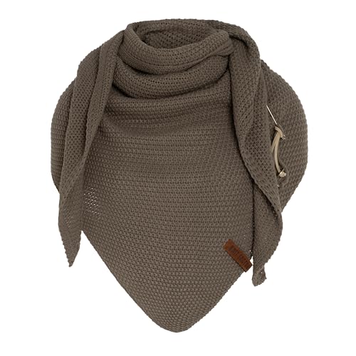 Knit Factory - Dreiecksschal Coco - Damen Strickschal mit Wolle - Umschlagtuch für den Herbst und Winter - Winterschal - Dreieckstuch - Hochwertige Qualität - XXL Schal - 190 x 85 cm - Cappuccino von KNIT FACTORY