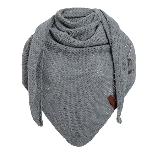 Knit Factory - Dreiecksschal Coco - Damen Strickschal mit Wolle - Umschlagtuch für den Herbst und Winter - Winterschal - Dreieckstuch - Hochwertige Qualität - XXL Schal - 190 x 85 cm - Med Grey von KNIT FACTORY