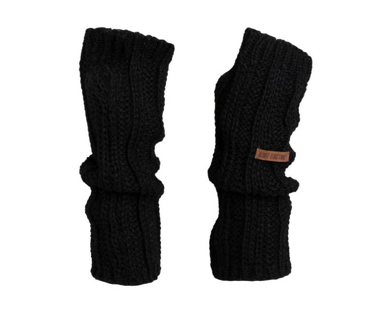 Knit Factory Armstulpen Nica Armstulpen Schwarz One Size Gestreift (Set, 1-St., Spar-Set) Strick accesoires Wohnen sale winter herbst deko mode Damen Herren von Knit Factory