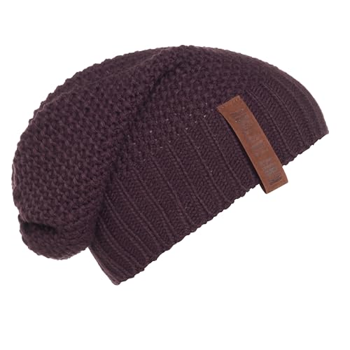 Knit Factory - Coco Mütze - Strickmütze für Damen und Herren - Slouch Beanie - Wintermütze mit Wolle - Hochwertige Qualität - Aubergine von KNIT FACTORY