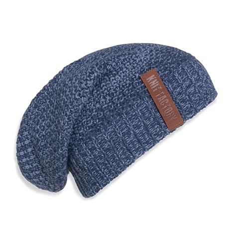 KNIT FACTORY - Coco Mütze - Strickmütze für Damen und Herren - Slouch Beanie - Wintermütze mit Wolle - Hochwertige Qualität - Jeans/Indigo von KNIT FACTORY