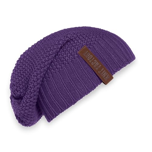 KNIT FACTORY - Coco Mütze - Strickmütze für Damen und Herren - Slouch Beanie - Wintermütze mit Wolle - Hochwertige Qualität - Purple von KNIT FACTORY