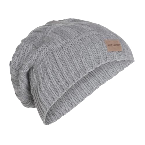 Knit Factory - Bobby Mütze - Strickmütze für Damen und Herren - Slouch Beanie mit Wolle - Hochwertige Qualität - Grau von KNIT FACTORY