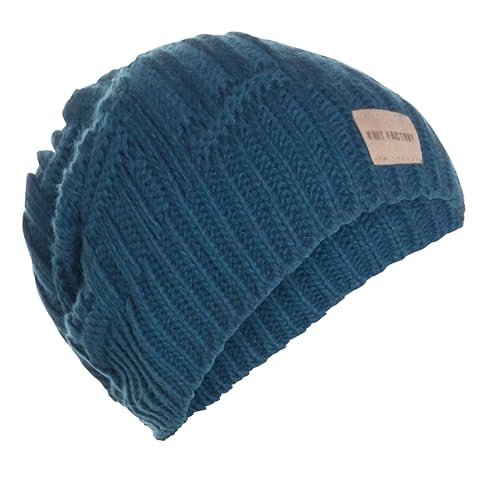 KNIT FACTORY - Bobby Mütze - Strickmütze für Damen und Herren - Slouch Beanie mit Wolle - Hochwertige Qualität - Petrol von KNIT FACTORY