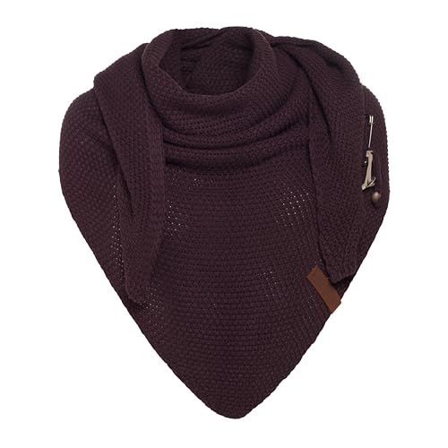 Knit Factory - Dreiecksschal Coco - Damen Strickschal mit Wolle - Umschlagtuch für den Herbst und Winter - Winterschal - Dreieckstuch - Hochwertige Qualität - XXL Schal - 190 x 85 cm - Aubergine von KNIT FACTORY