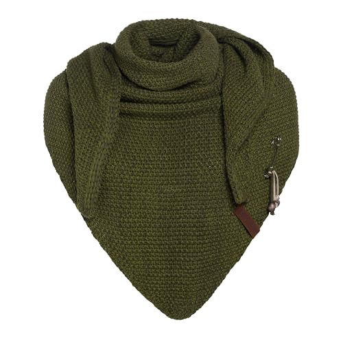 Knit Factory - Dreiecksschal Coco - Damen Strickschal mit Wolle - Umschlagtuch für den Herbst und Winter - Winterschal - Dreieckstuch - Hochwertige Qualität - XXL Schal - 190 x 85 cm - Moosgrün/Khaki von KNIT FACTORY