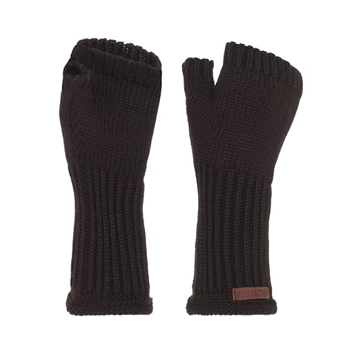 KNIT FACTORY - Cleo Handstulpen - Fingerlose Handschuhe - Gestrickte Handschuhe für Winter - Damen Handstulpen aus Wolle - Hochwertige Qualität - Dunkelbraun von KNIT FACTORY