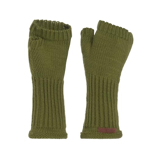 KNIT FACTORY - Cleo Handstulpen - Fingerlose Handschuhe - Gestrickte Handschuhe für Winter - Damen Handstulpen aus Wolle - Hochwertige Qualität - Moosgrün von KNIT FACTORY