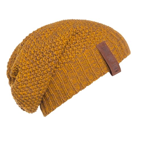 Knit Factory - Coco Mütze - Strickmütze für Damen und Herren - Slouch Beanie - Wintermütze mit Wolle - Hochwertige Qualität - Ocker/Tobacco von KNIT FACTORY