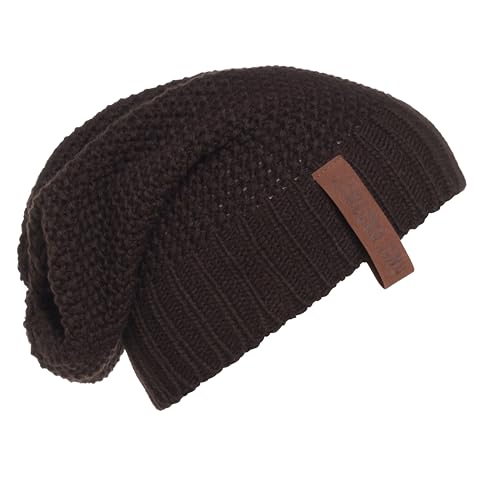 Knit Factory - Coco Mütze - Strickmütze für Damen und Herren - Slouch Beanie - Wintermütze mit Wolle - Hochwertige Qualität - Dunkelbraun von KNIT FACTORY