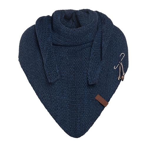 KNIT FACTORY - Dreiecksschal Coco - Damen Strickschal mit Wolle - Umschlagtuch für den Herbst und Winter - Winterschal - Dreieckstuch - Hochwertige Qualität - XXL Schal - 190 x 85 cm - Jeans/Navy von KNIT FACTORY