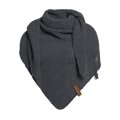 KNIT FACTORY - Dreiecksschal Coco - Damen Strickschal mit Wolle - Umschlagtuch für den Herbst und Winter - Winterschal - Dreieckstuch - Hochwertige Qualität - XXL Schal - 190 x 85 cm - Anthrazit von KNIT FACTORY