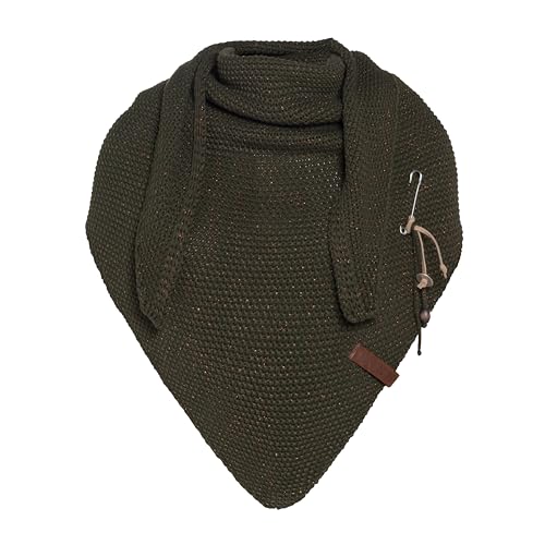 Knit Factory - Coco Dreiecksschal Deluxe - Damen Strickschal mit Wolle - Hochwertige Qualität - XXL Schal - 190 x 85 cm - Khaki von KNIT FACTORY