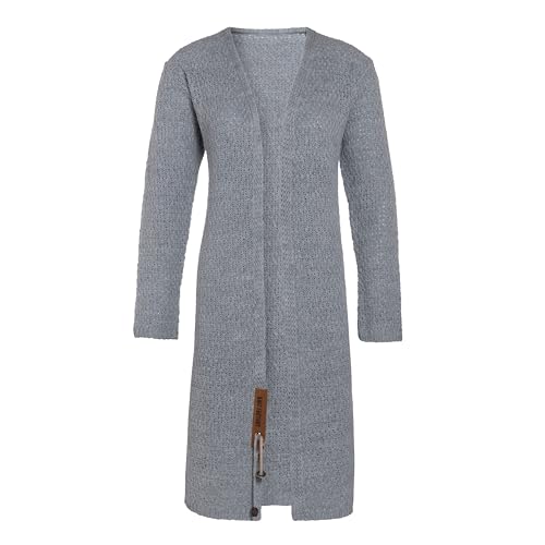 KNIT FACTORY - Luna Lange Strickjacke - Damen Strickjacke mit Wolle - Cardigan mit Hochwertige Qualität - Grobstrickjacke für Damen - Grau - 40/42 von KNIT FACTORY