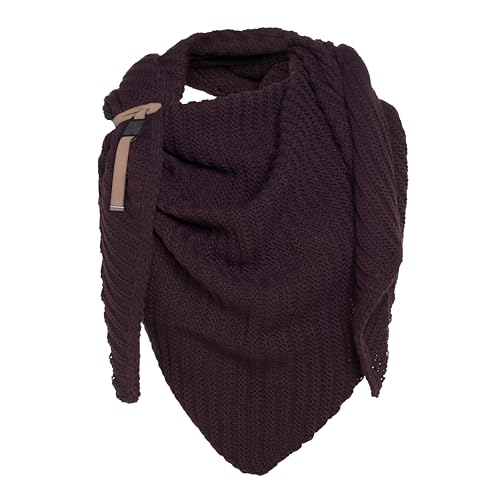 Knit Factory - Demy Dreiecksschal - Damen Strickschal mit Wolle - Winterschal - Herbst & Winter Essentials - Winter Dreieckstuch - Tuch Schal für Winter - Hochwertige Qualität - 190x85 - Aubergine von KNIT FACTORY