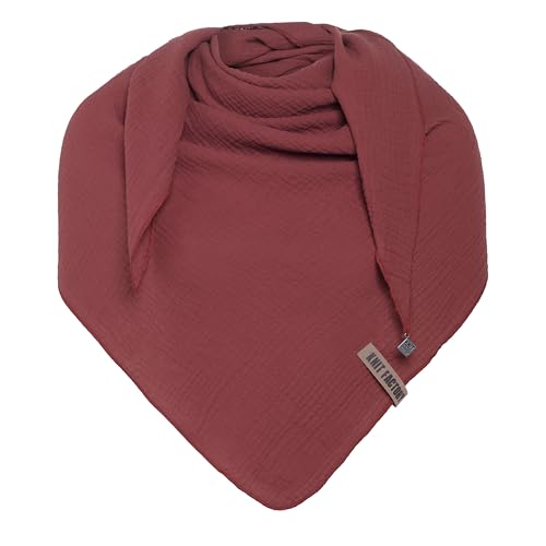 KNIT FACTORY - Liv Dreieckstuch - Tuch Schal für Damen - Weiches Musselintuch - Für Frühling und Sommer - 100% Bio-Baumwolle - Stone Red von KNIT FACTORY