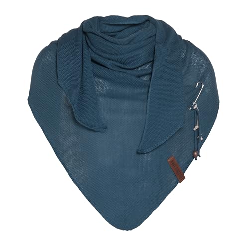 KNIT FACTORY - Lola Dreieckstuch - Fein Gestrickter Damen Schal - Tuch Schal - Für Frühling und Sommer - Baumwollmix - Petrol - 190x85 cm von KNIT FACTORY