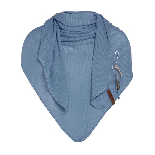 Knit Factory - Lola Dreieckstuch - Fein Gestrickter Damen Schal - Tuch Schal - Für Frühling und Sommer - Baumwollmix - Stone Blue - 190x85 cm von KNIT FACTORY