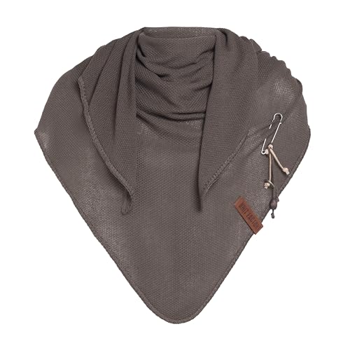 KNIT FACTORY - Lola Dreieckstuch - Fein Gestrickter Damen Schal - Tuch Schal - Für Frühling und Sommer - Baumwollmix - Taupe - 190x85 cm von KNIT FACTORY