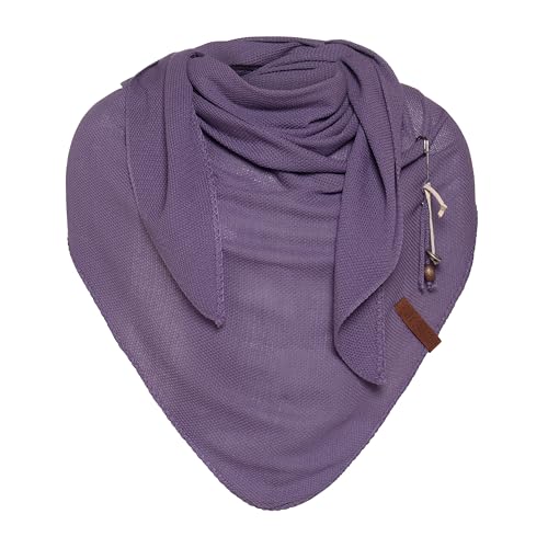 KNIT FACTORY - Lola Dreieckstuch - Fein Gestrickter Damen Schal - Tuch Schal - Für Frühling und Sommer - Baumwollmix - Violett - 190x85 cm von KNIT FACTORY
